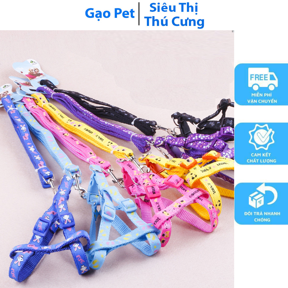 Dây dắt 2 lớp kèm yếm ngực nhiều màu sắc cho chó mèo