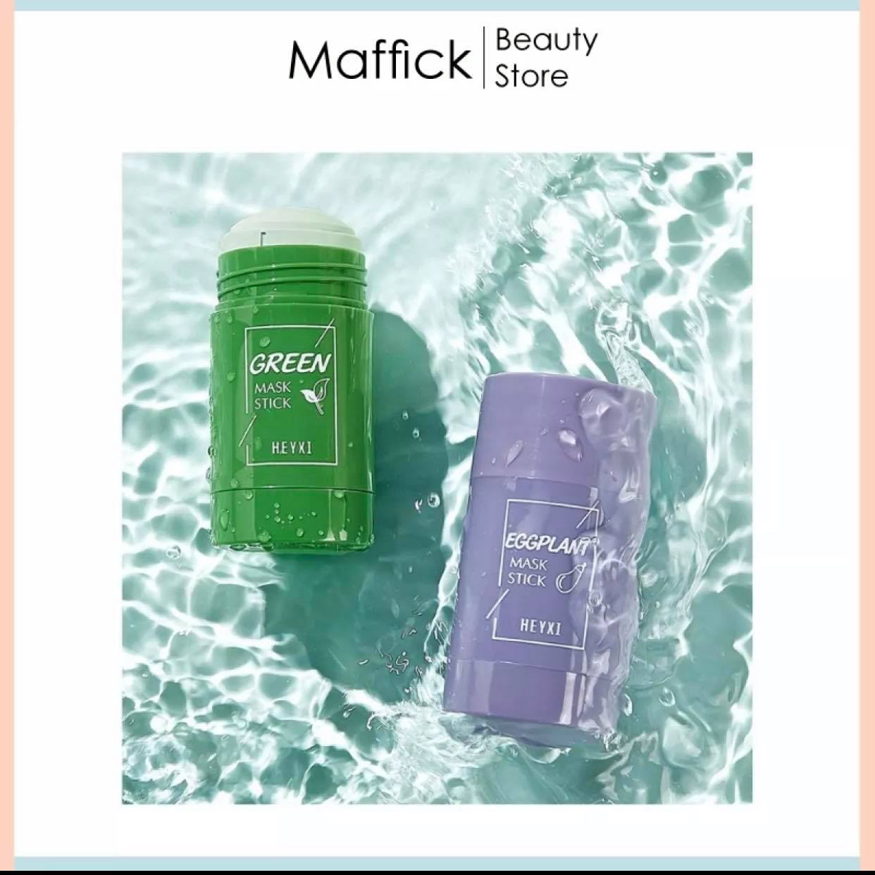 Mặt nạ bùn trà xanh và cà tím HEYXI dạng lăn Solid Mask ngừa mụn cấp ẩm làm sạch sâu