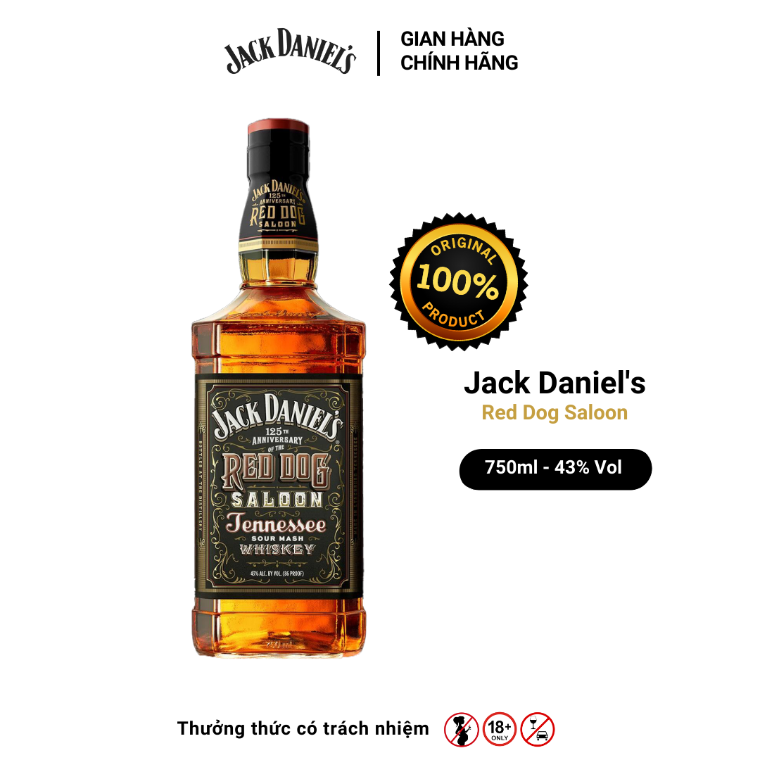 Rượu Whiskey Jack Daniel's RED DOG SALOON [Kỷ niệm 125 năm] Nồng Độ Alc 43% 700ml [Có kèm hộp]