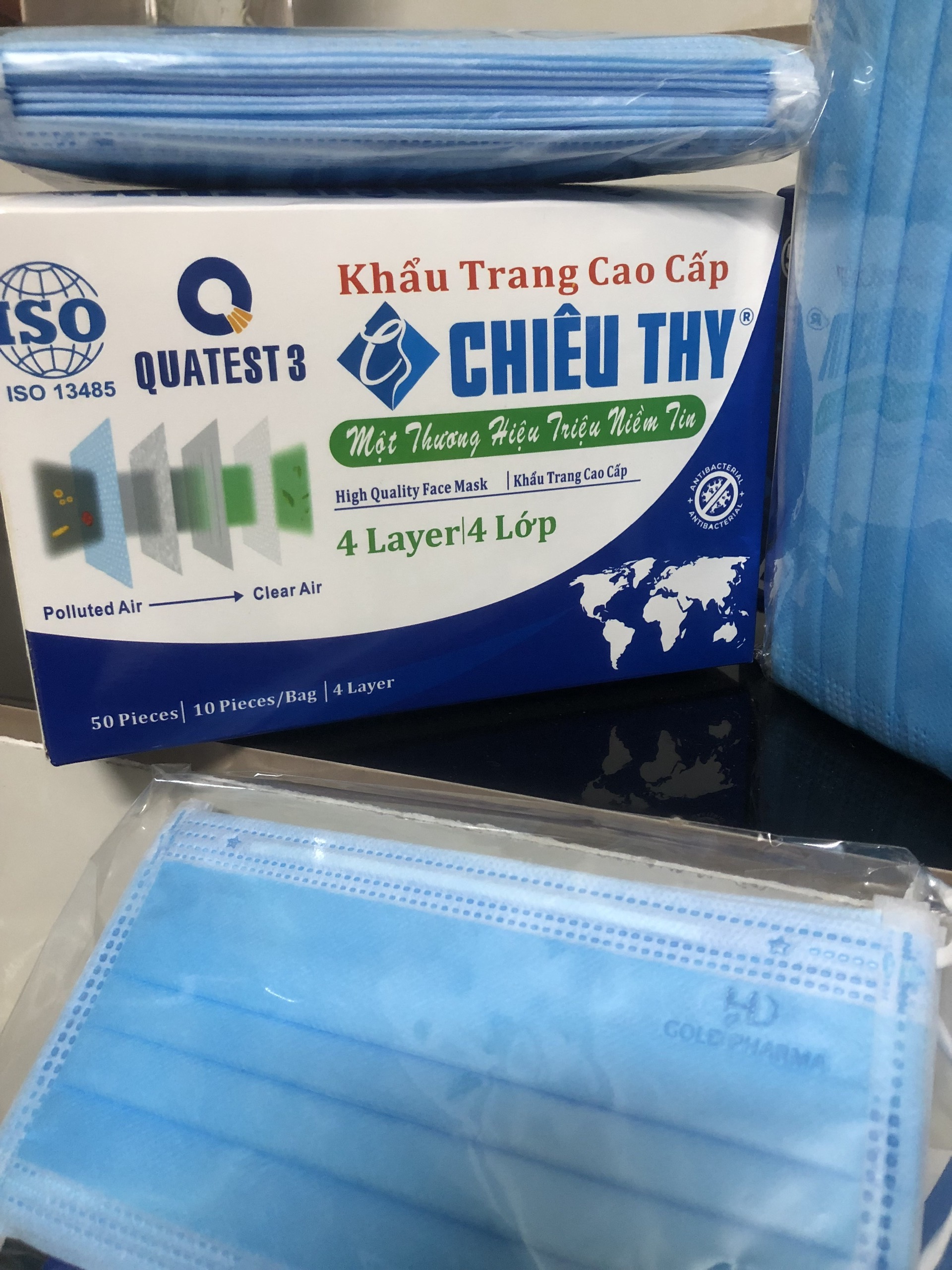 4 hộp khẩu trang y tế cao cấp 4 lớp hộp 50 cái