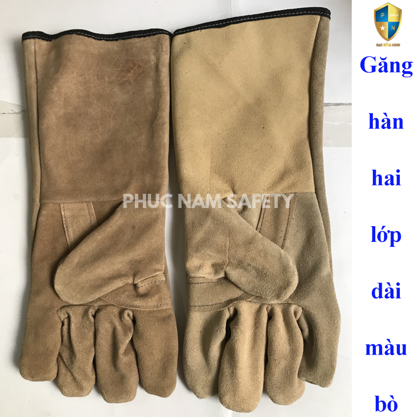 Găng tay da bò 2 lớp dài, găng tay da hàn, Găng tay bảo hộ lao động, găng tay da, găng tay da bo, bao tay hàn, bao tay da hàn, bao tay da bò bảo hộ,  bao tay bao ho da bo, bao tay han, bao tay TIGBảo hộ lao động Phúc Nam