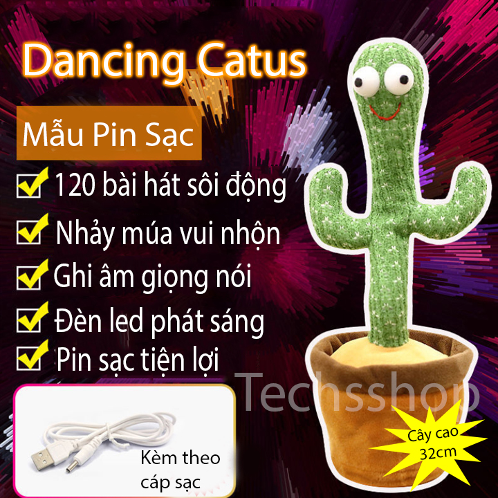 Cây xương rồng nhảy múa theo nhạc có ghi âm nhái giọng 120 bài hát tiếng việt loại pin sạc