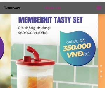 Tasty set Bình nước 2L tặng 1 hộp khô tupperware