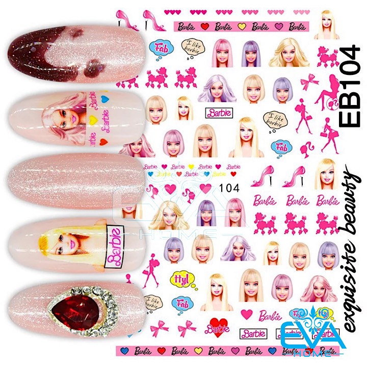 [HCM]Decal Dán Móng Tay 3D Nail Sticker Hoạ Tiết Hoạt Hình Búp Bê Barbie EB104