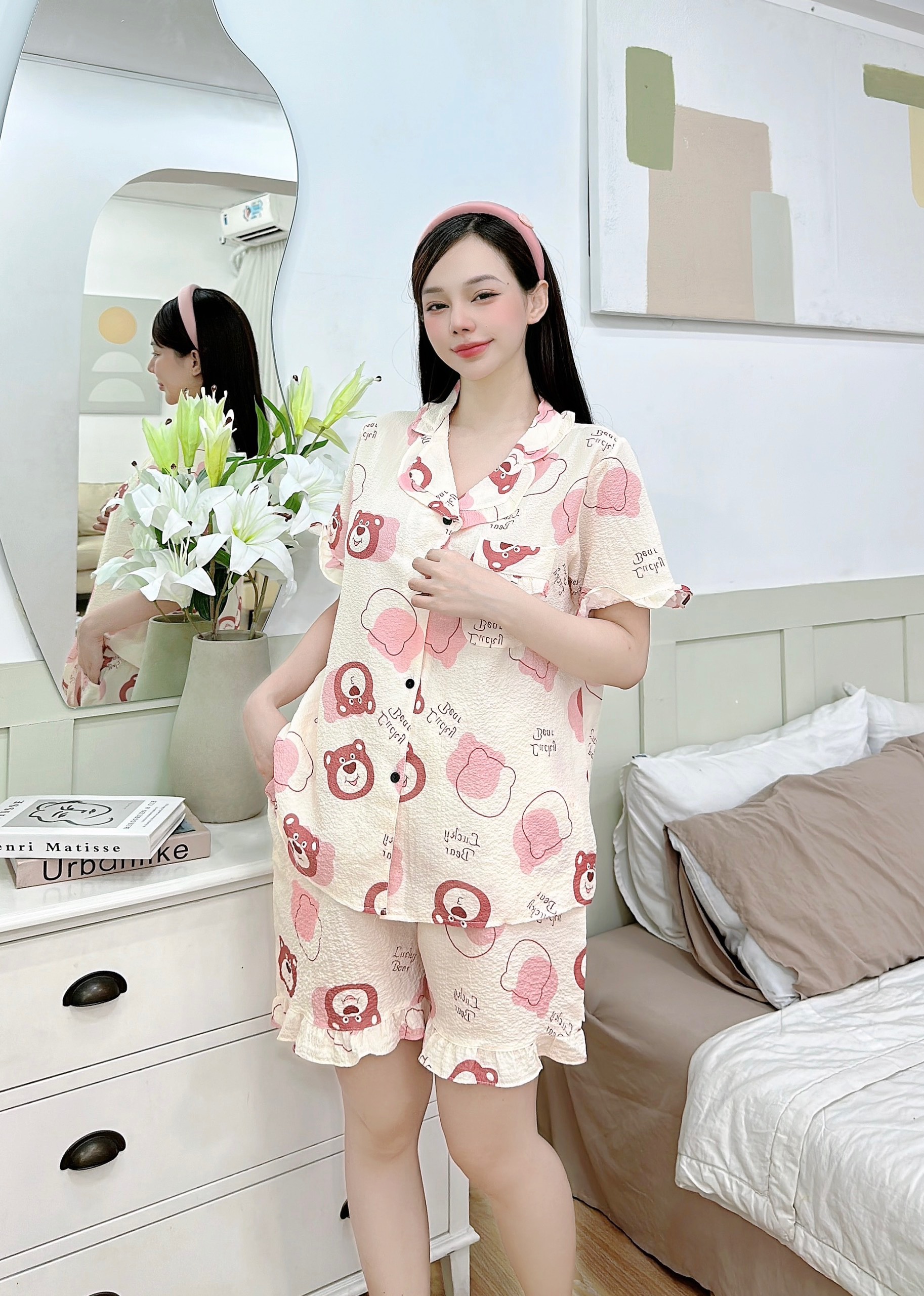 Đồ bộ bigsize đùi 50-100kg tiểu thư đũi xốp mặc nhà cho nàng béo múp xinh shop