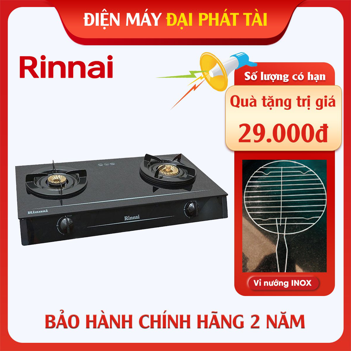Bếp ga đôi Rinnai RV-6 Double Glass