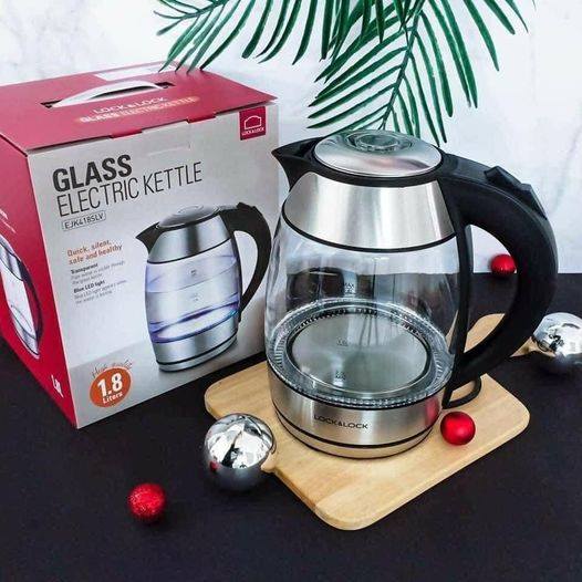 Ấm điện đun nước siêu tốc thủy tinh 1850w lock&lock ejk418slv 1.8l