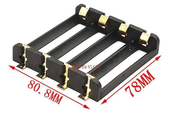 Khay 4 pin 18650 chân đồng mạ vàng chất lượng cao Nhựa ABS