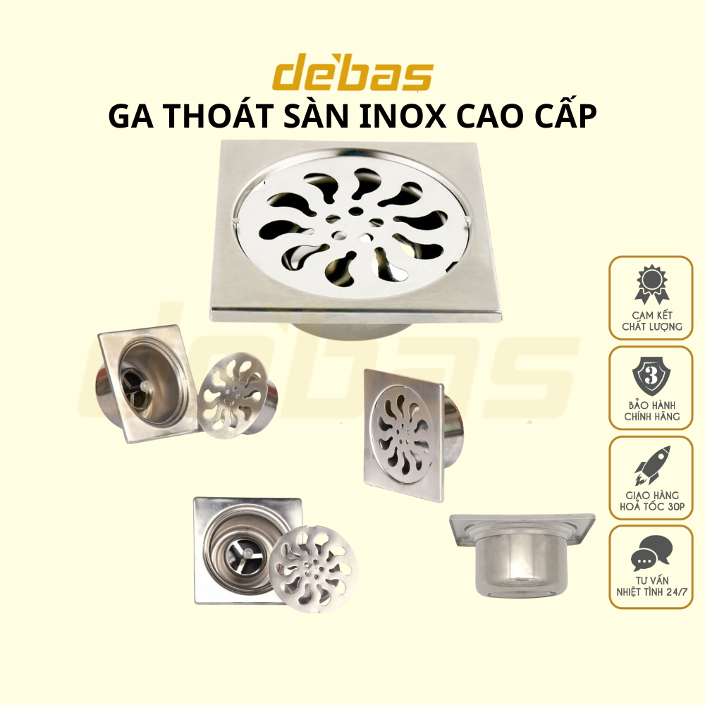 Ga thoát sàn nội địa trung ngăn mùi inox 304 chặn rác phễu thoát sàn KKK Các cỡ ống 45 60 76 90