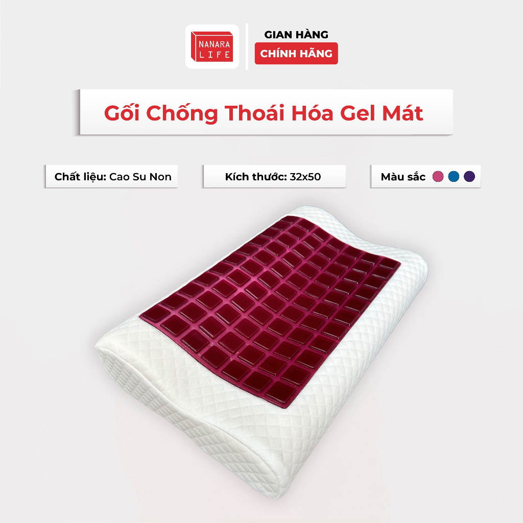 Gối Cao Su Non Nanara Life Phủ Lớp Gel Lạnh Làm Mát, Chống Thoái Hóa, Đau Mỏi Vai Gáy