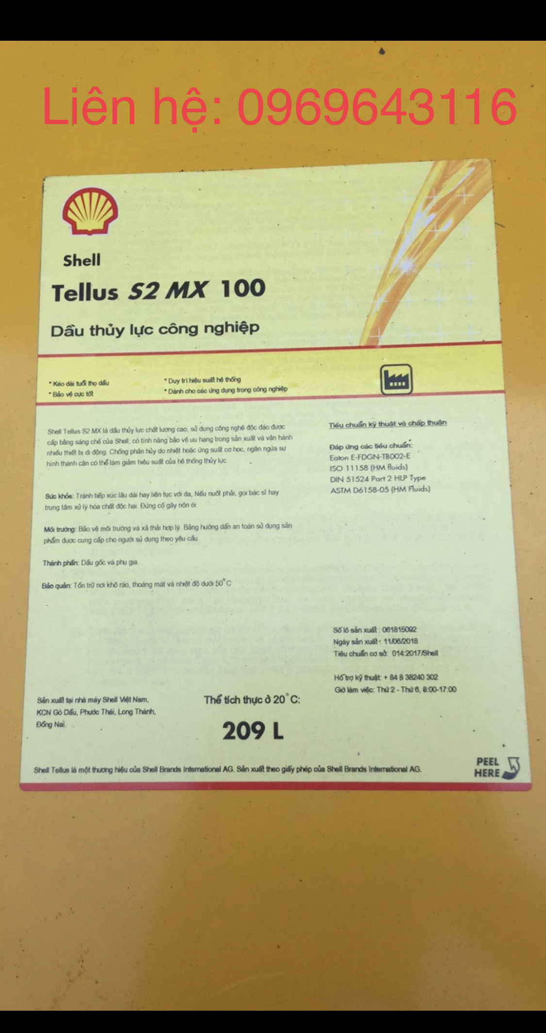 Hà Nội Shell Tellus S2 MX100 209L