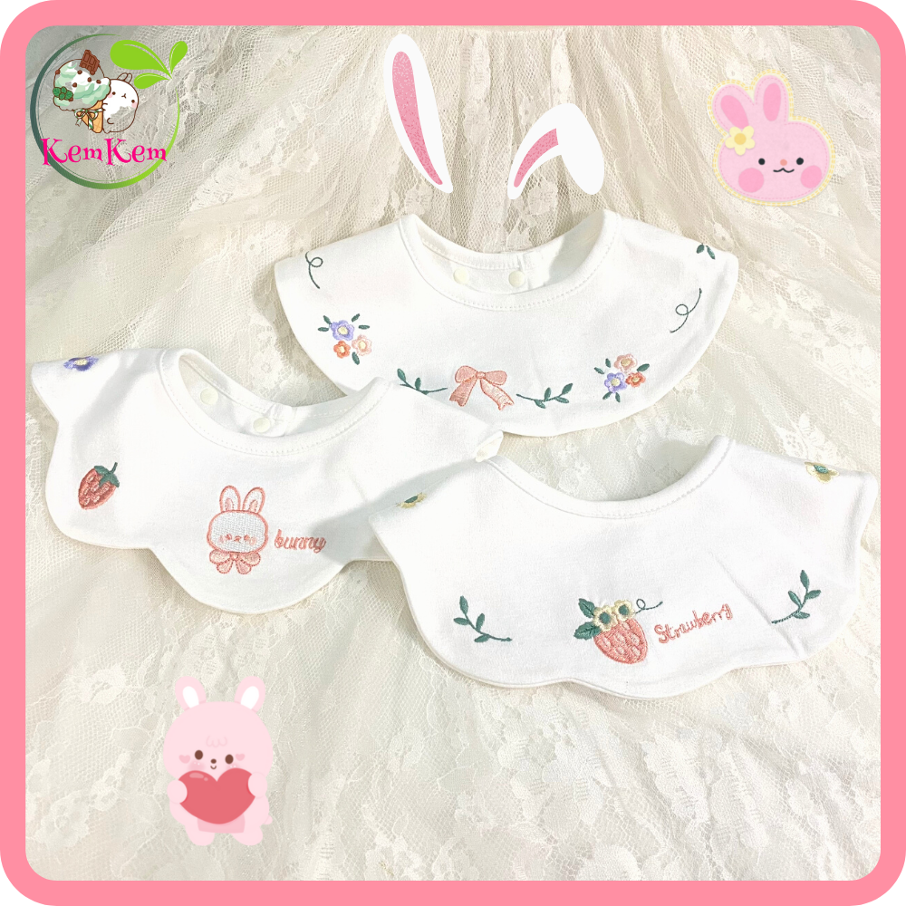 Set 3 yếm cổ cotton cao cấp chống thấm xoay 360 độ cho bé yêu