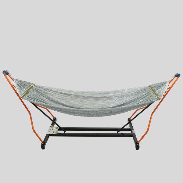 Bộ Khung Võng Xếp THÁI SƠN Ống Vuông (Chất Liệu Sắt Sơn Tĩnh Điện) Cam Đen + Võng Lưới Xám