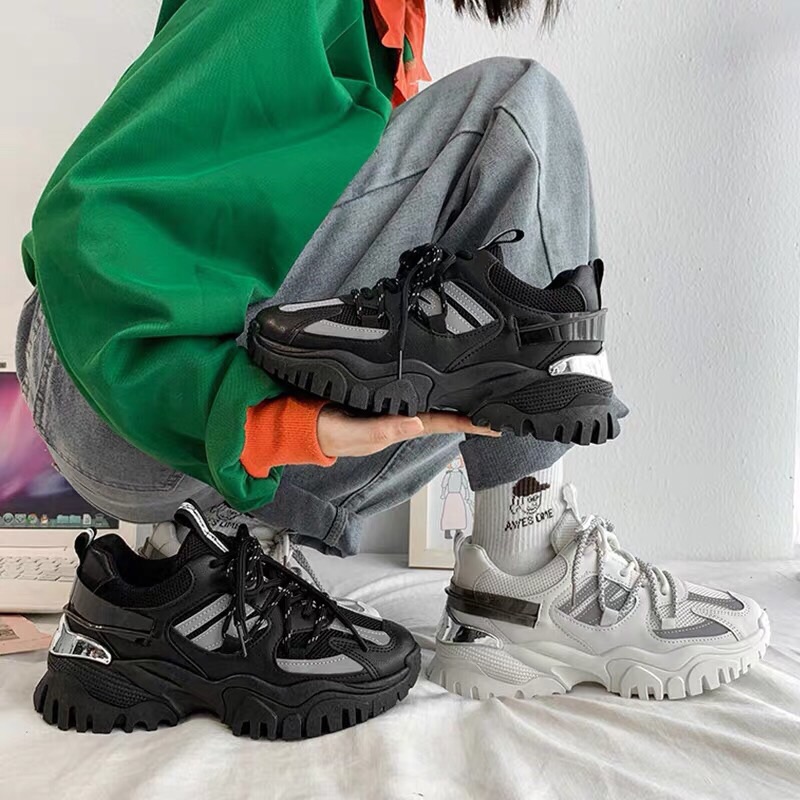 Giày sneaker nữ phản quang 2 dây kép mã 225