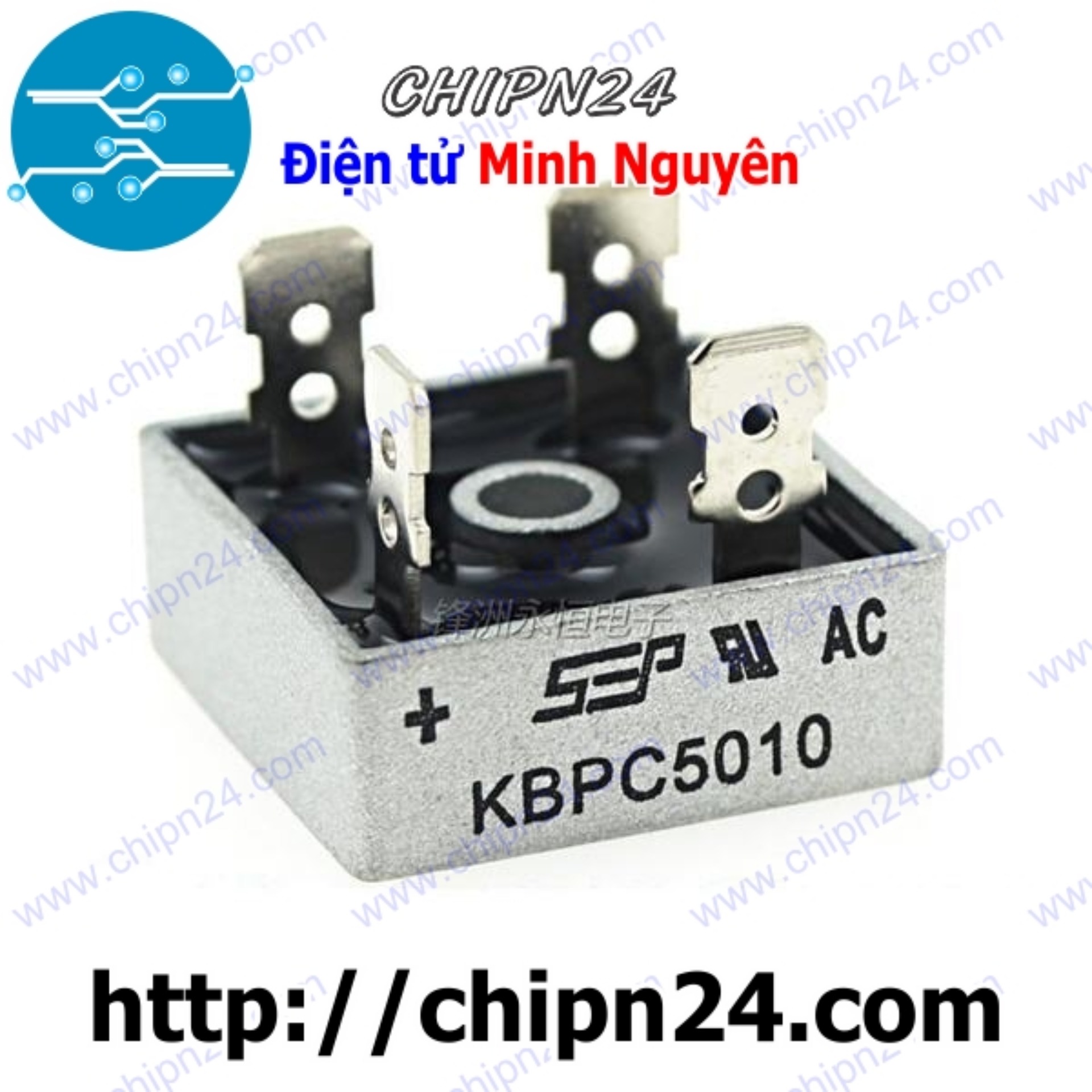 [1 con] (F18.4) Cầu Diode KBPC5010 50A 1000V (50A vuông)