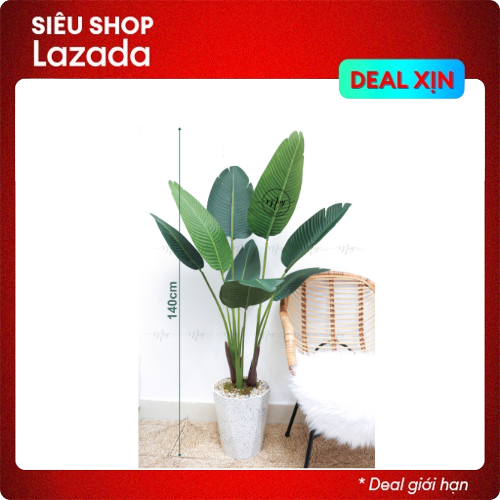 Cây chuối giả cao cấp 1,2m, 1.4m, lá nhám sịn, kèm chậu. Trang trí nội thất, decor, phụ kiện chụp ảnh.