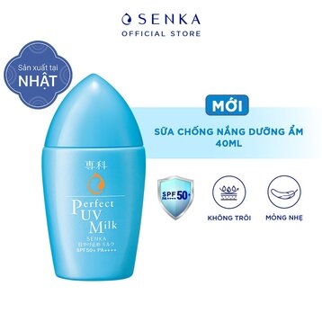 Sữa chống nắng senka dưỡng ẩm da spf50/pa++++ 40ml perfect uv milk spf50/pa++++