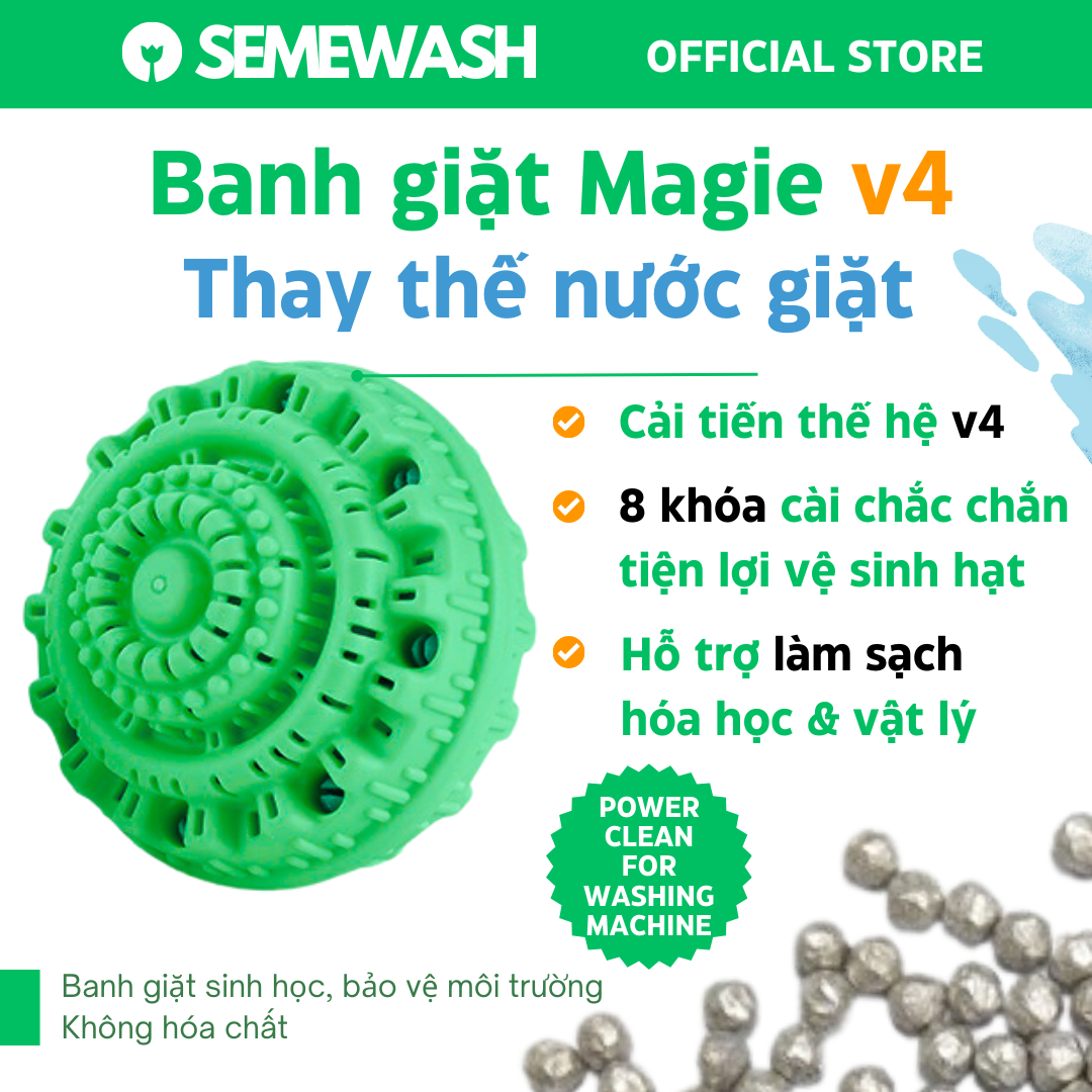 Banh giặt Magie Semewash hạt magnesium tinh khiết giặt quần áo thay thế nước giặt bột giặt