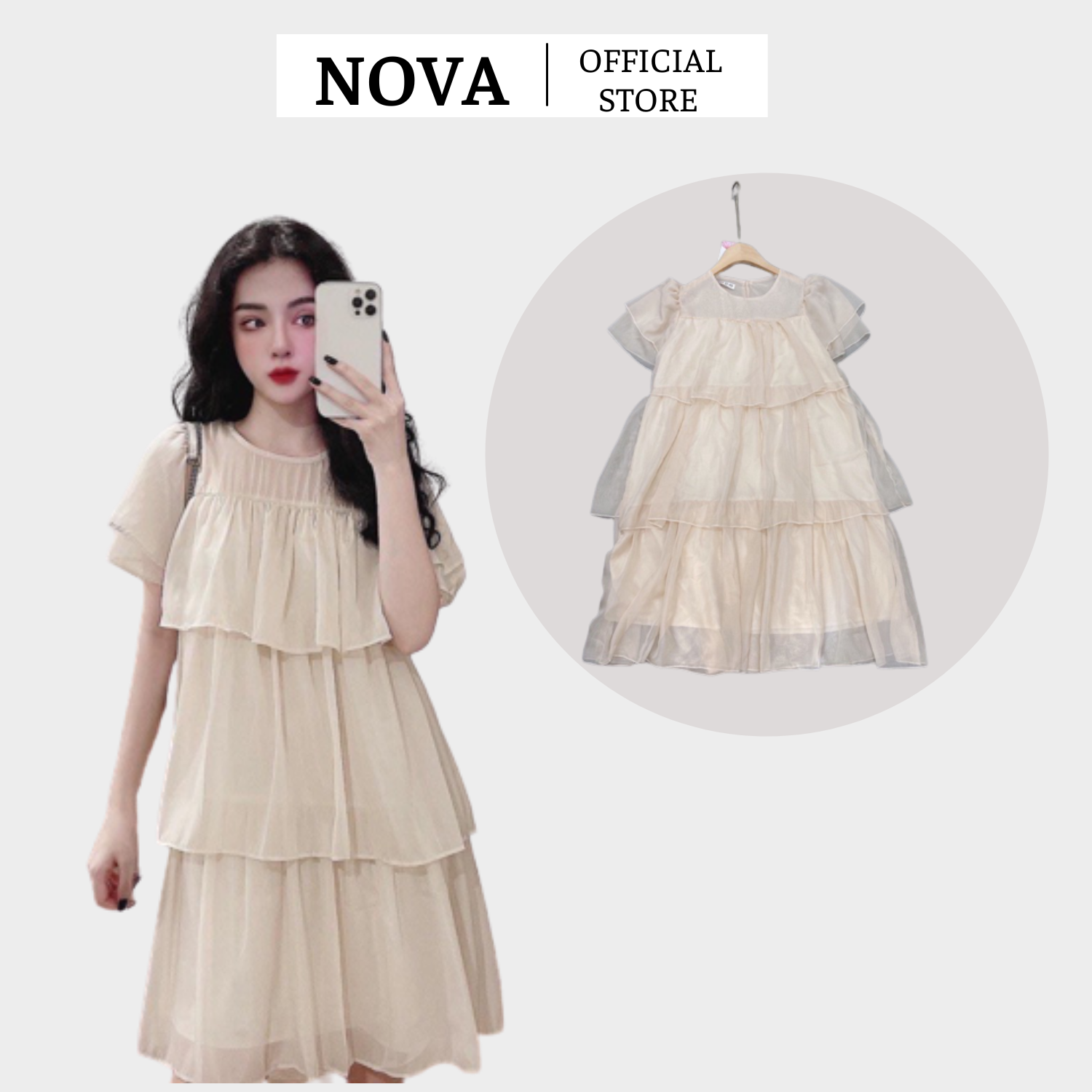 Váy babydoll tơ bèo tầng siêu xinh có ảnh thật kèm video