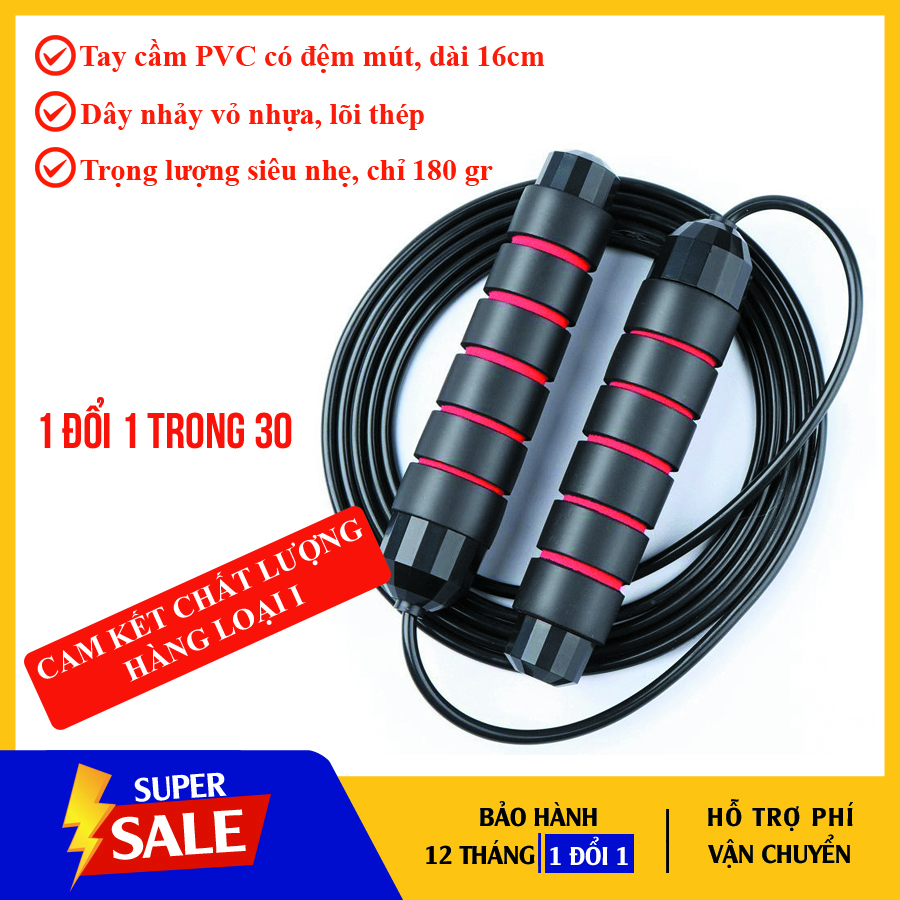 Dây nhảy thể thao, Dây nhảy boxing tùy chỉnh độ dài (Có tạ sắt trong tay cầm tạo độ chắc tay)