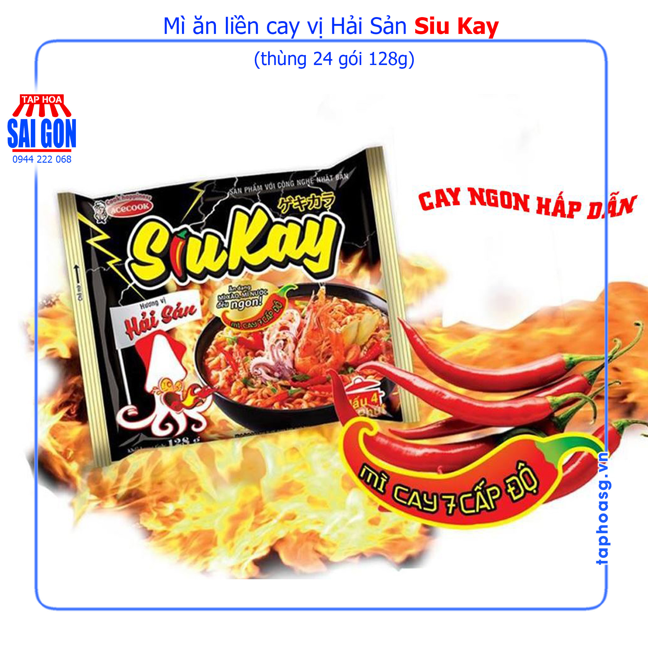 THÙNG Mì Siu Kay các vị Hải Sản, Gà Phô Mai, Bò thùng 24 gói 128g vị cay cực đỉnh ngon cực say ấn tư