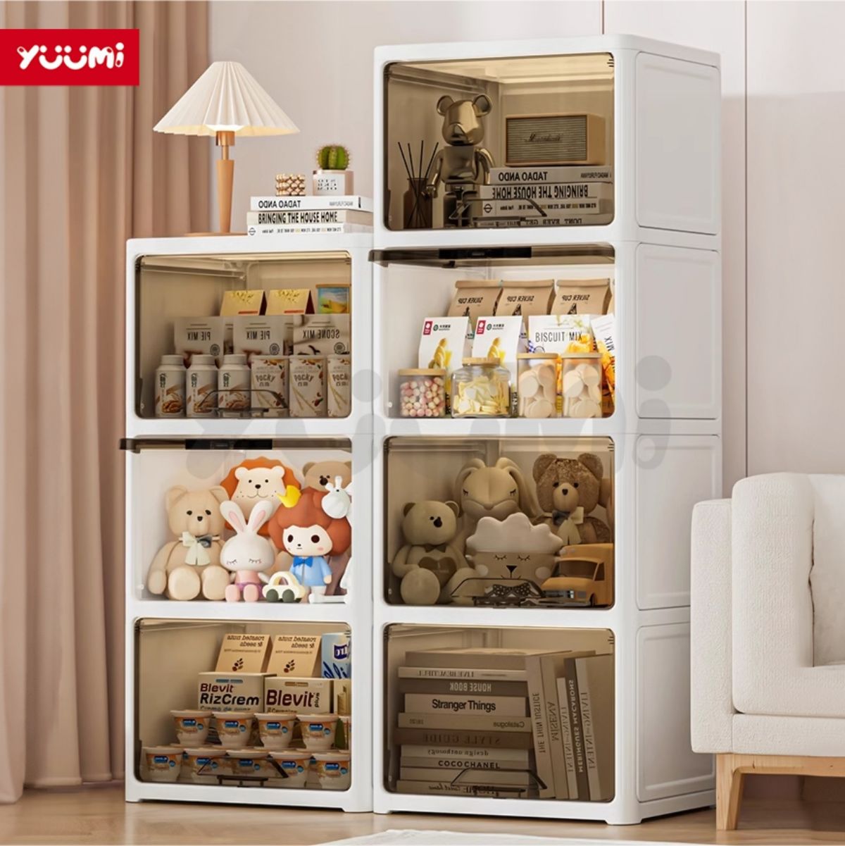 Yuumi nâng cấp mới làm dày công suất lớn tủ quần áo tủ nhựa đựng quần áo nhựa pp an toàn chắc chắn kệ bếp