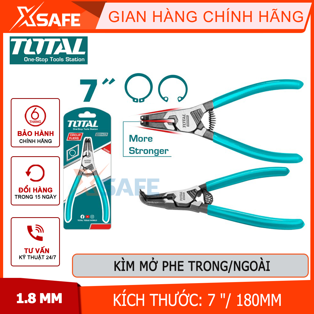 Kìm mở phe trong ngoài total 7"/180mm đầu 1.8mm kìm mở phe đầu thẳng và cong thtj21801 thtj21802 thtj21803 thtj21804