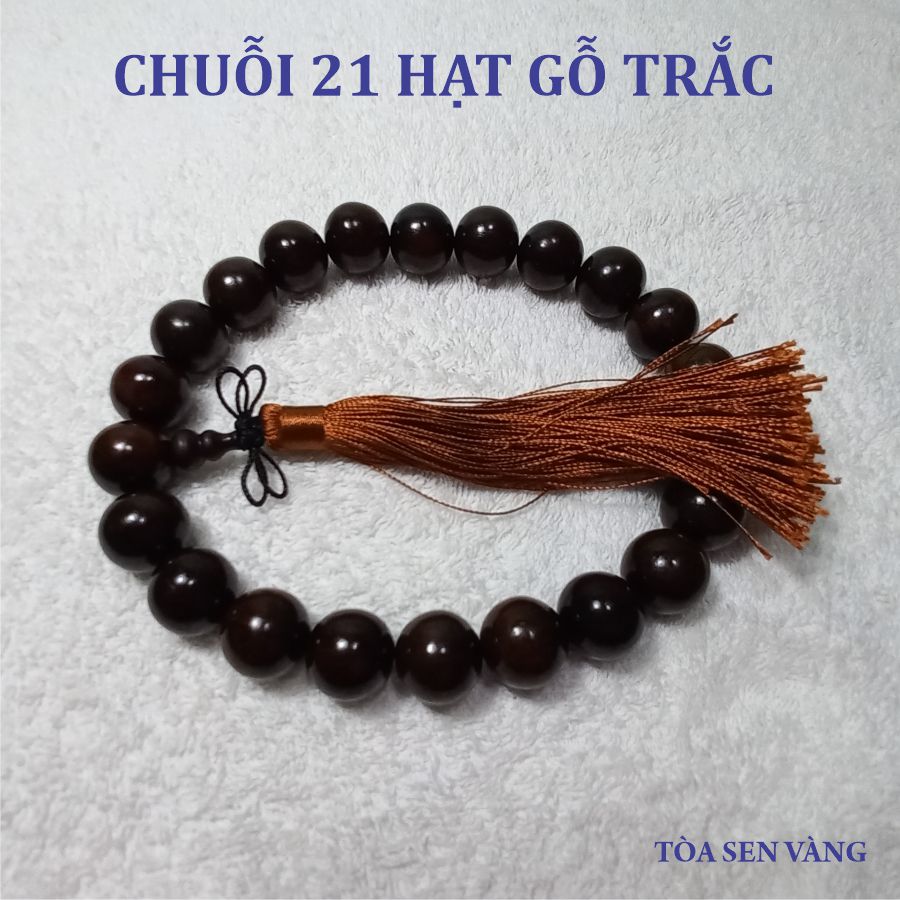 Chuỗi Hạt Niệm Phật - Chuỗi 21 hạt Gỗ Trắc 20mm, tua dây có nhiều màu lựa chọn