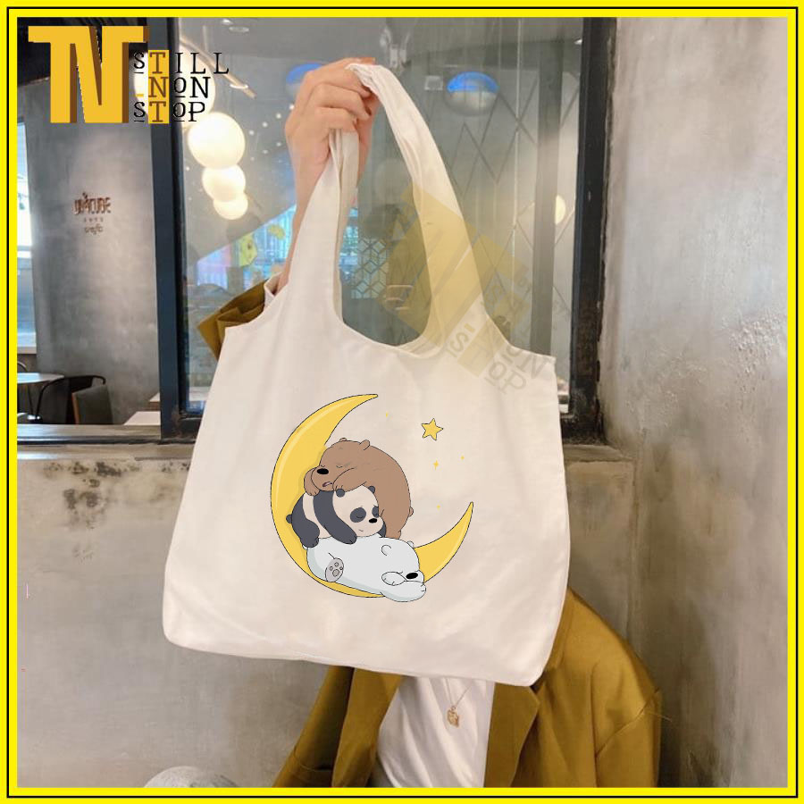 Túi tote thời trang cao cấp hàng nhập Quảng Châu, GẤU TRĂNG SAO, túi vãi , túi quai lền thiết kế tỉ mĩ hợp thời trang