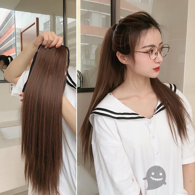 [Shop Uy Tín] Cột Tóc Giả Thẳng Đủ Độ Dài Đủ Màu Có Dây Cột Và Cài Chắc Chắn