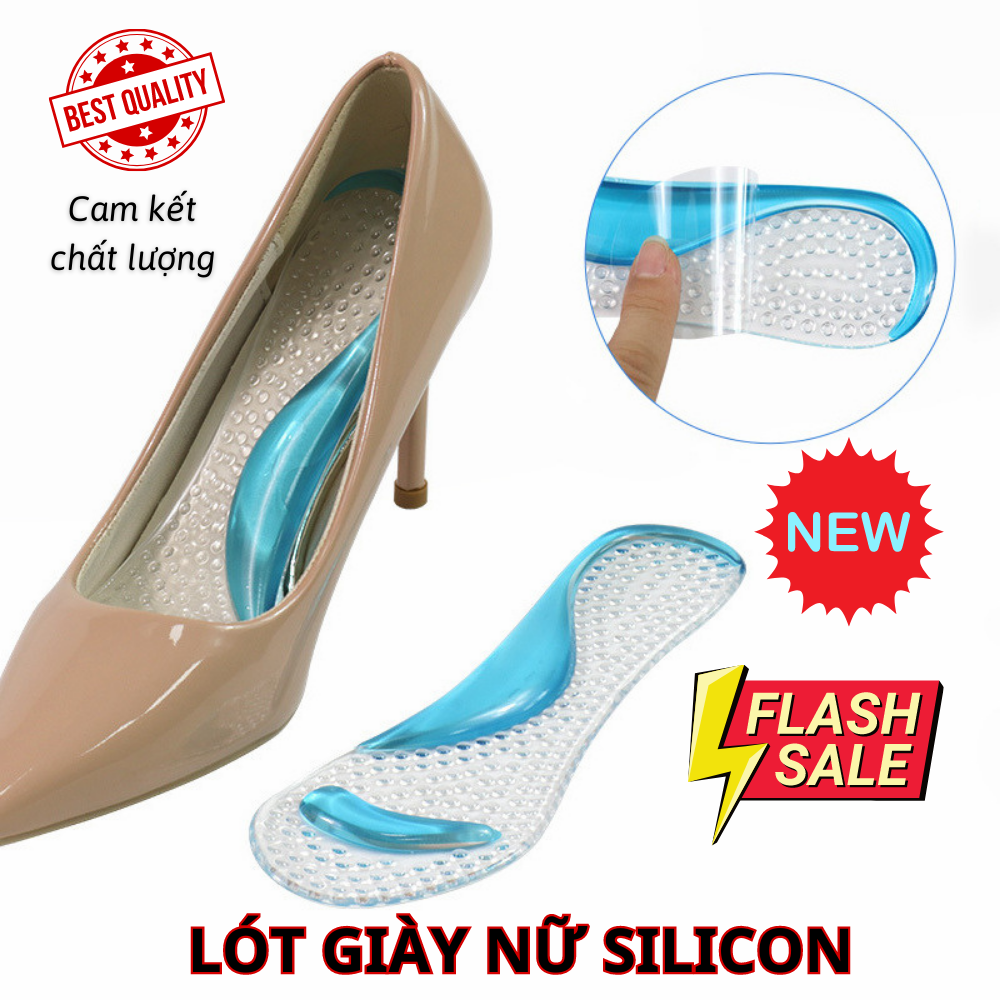 Lót giày nữ silicon êm chân, có gai massage chân. Miếng lót giày cao gót silicon êm chân, massage chân, chống trượt.