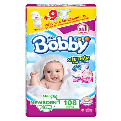 Tã dán bobby newborn 1 mẫu mới 108 miếng