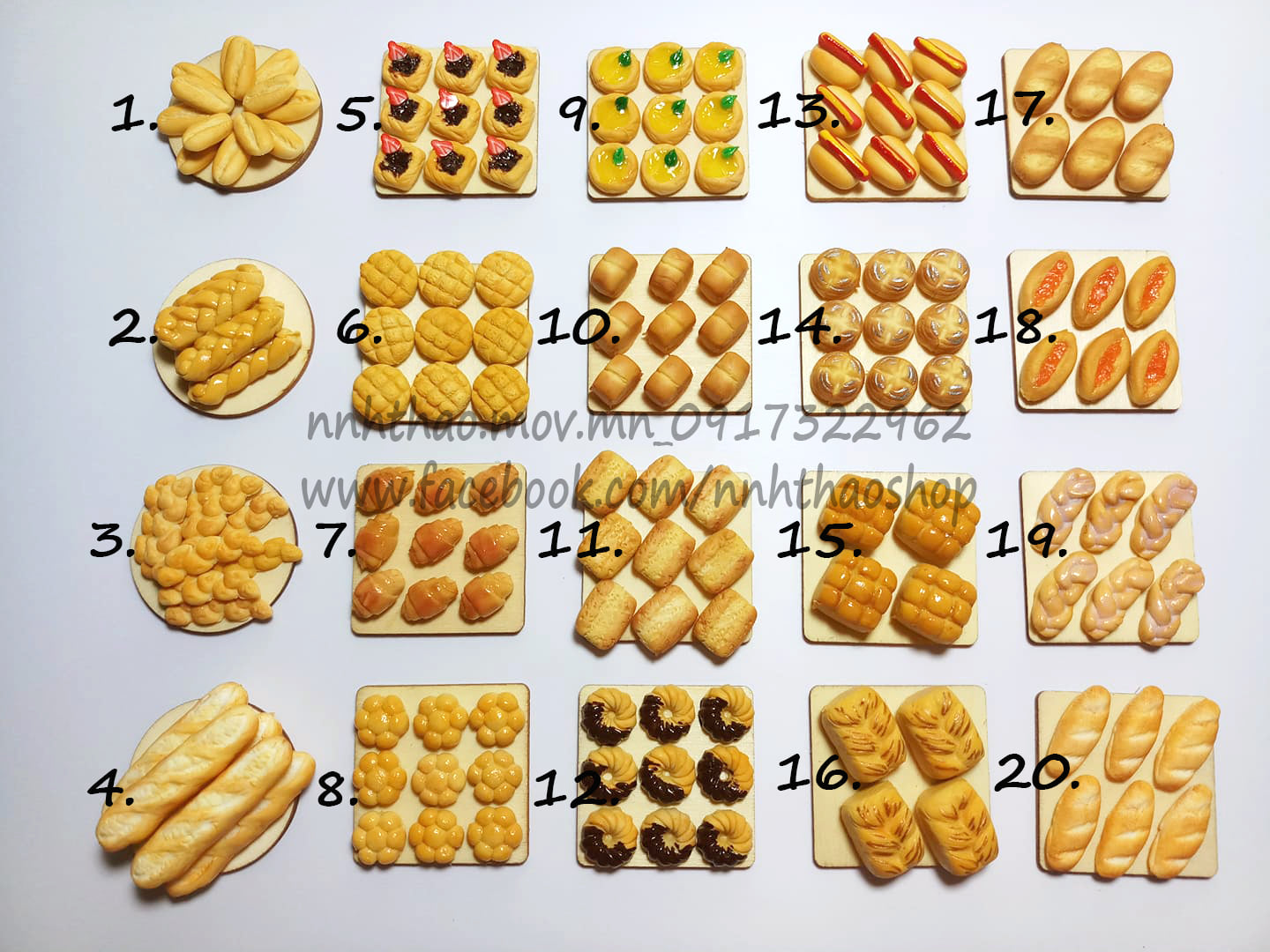 Minifood_mô hình Bánh Mì Đất Sét Trang Trí Mô Hình, Dollhouse