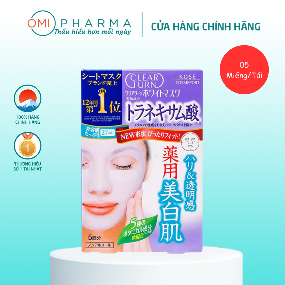Mặt Nạ Dưỡng Trắng Da Tinh Chất Tranexamic Acid Kose Clear Turn