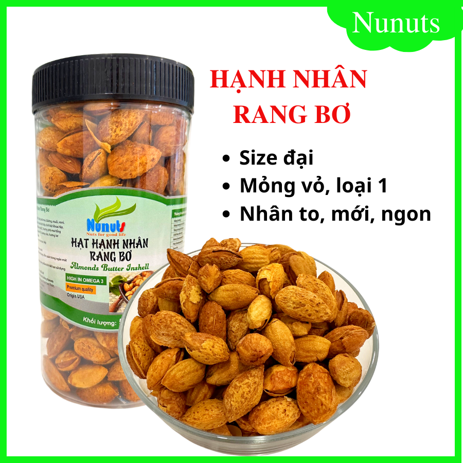 Hạt hạnh nhân rang bơ còn vỏ mỏng, size đại, loại 1shop Thúy Anh