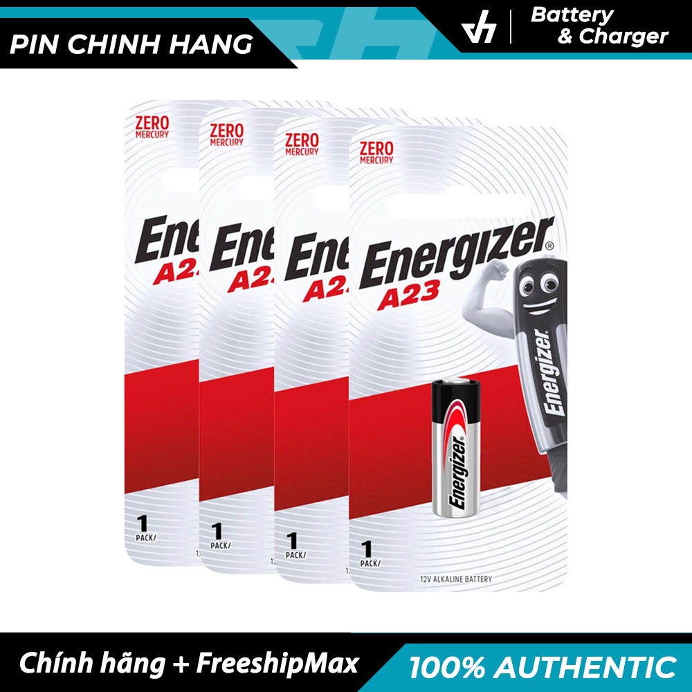 Bộ 4 pin energizer a23 alkaline - pin kiềm thỏi nhỏ điện áp 12v