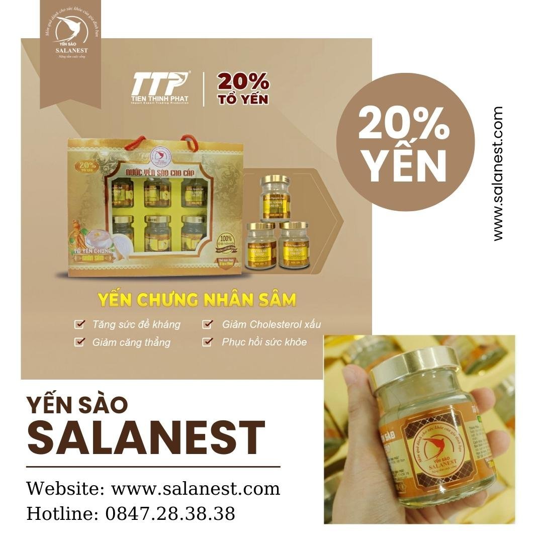 Salanest - Nước yến chưng nhân sâm và 20% yến tươi