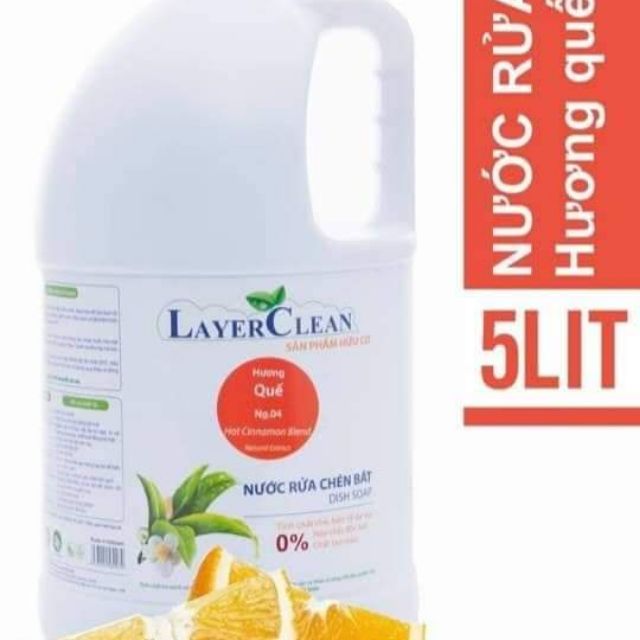 Nước rửa bát hữu cơ Layer Clean hương quế 5L