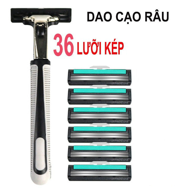 Bộ dao cạo râu 36 lưỡi kép kèm lưỡi thay thế dễ dàng thay thế - KD0257