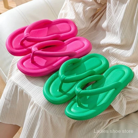 2024 Phong Cách Mới Flip-Flops Flip-Flops Nữ Mùa Hè Mặc Bên Ngoài Đi Biển Flip-Flops Giày Đi Biển Flat La