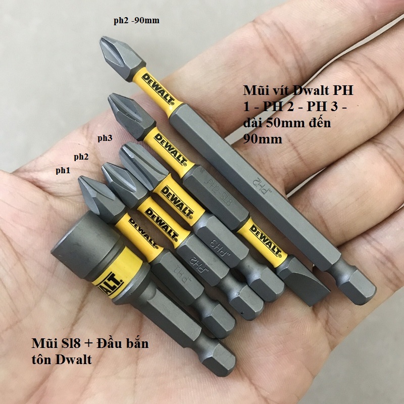 Bộ 6 mũi vít dewalt chính hãng usa có từ