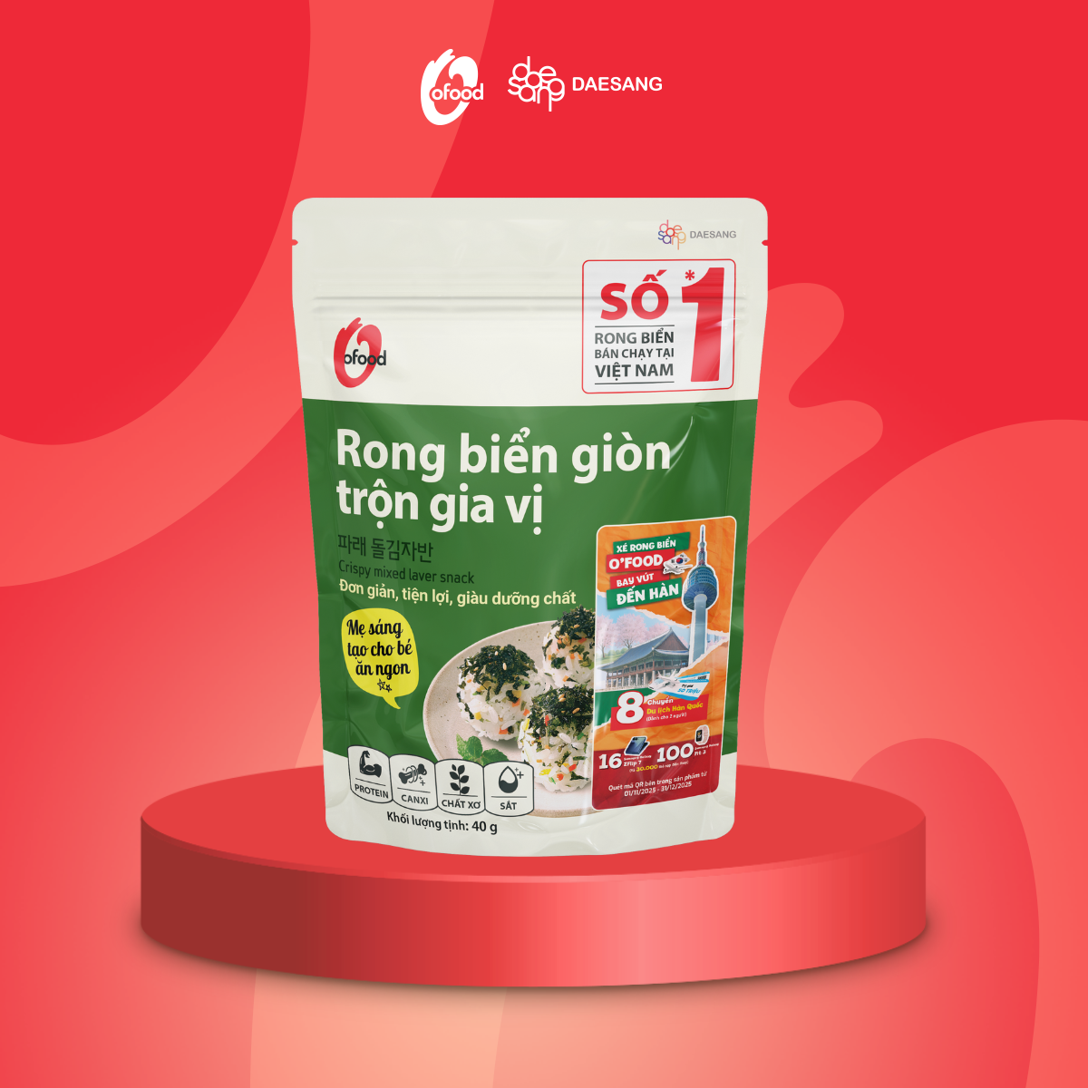 Rong biển giòn trộn gia vị OFood 40g, vị ngọt vừa ăn, trộn cơm, cháo tiện lợi, ngon miệng