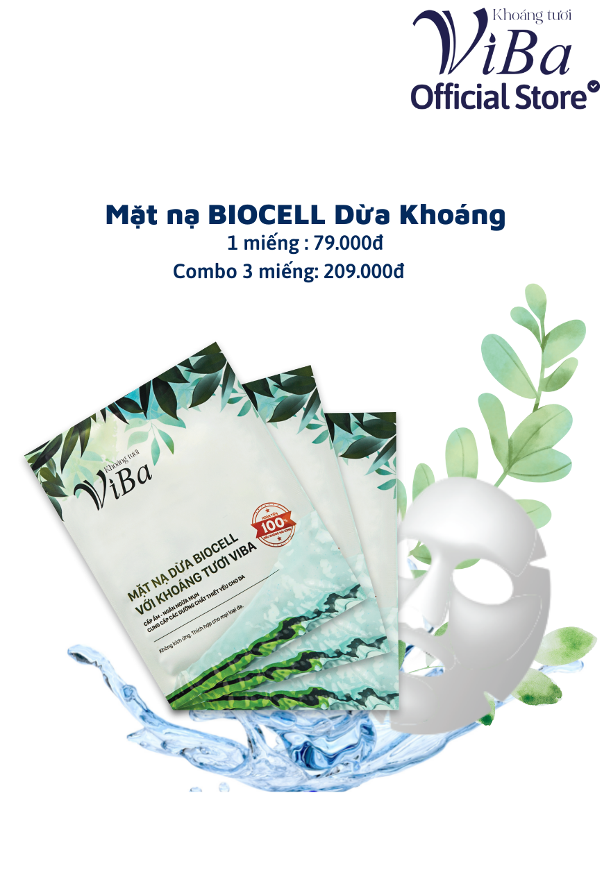 Camn - mặt nạ dừa biocell với khoáng tươi viba - viba offical store