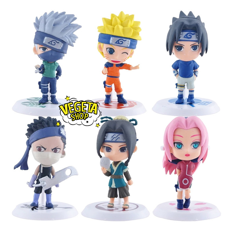 Mô hình Naruto - Set 6 nhân vật Uzumaki Naruto Uchiha Sasuke Haruno Sakura Hatake Kakashi Momochi Zabuza Haku - Cao 7cm