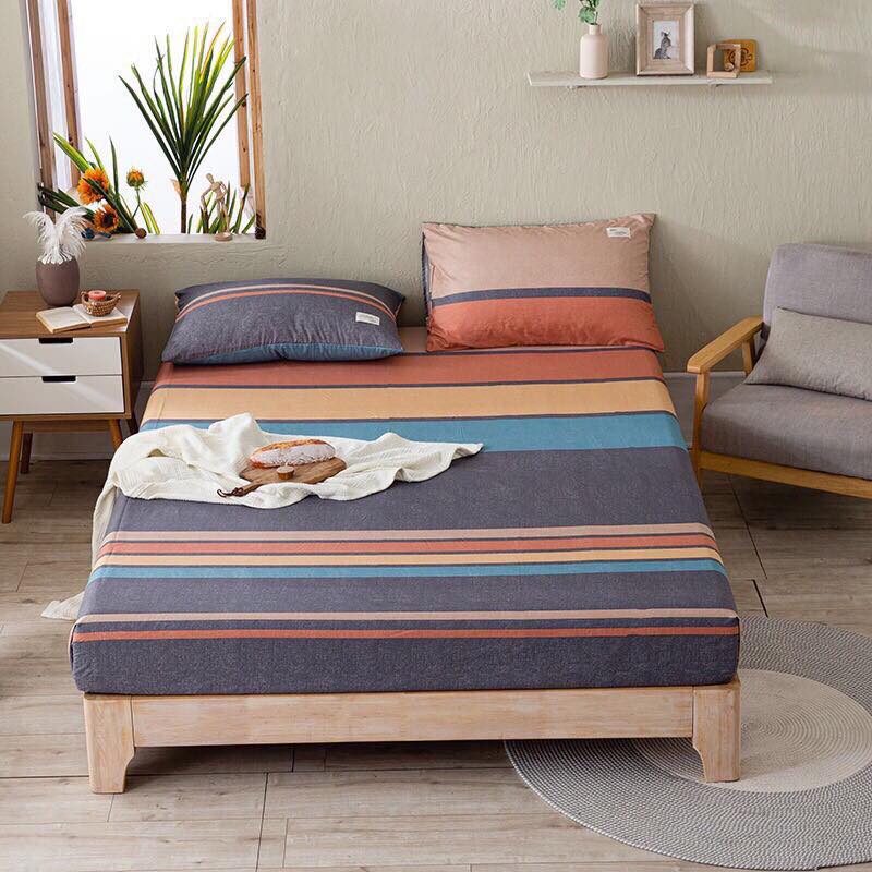 Ga gối cotton tici mẫu kẻ nhập khẩu