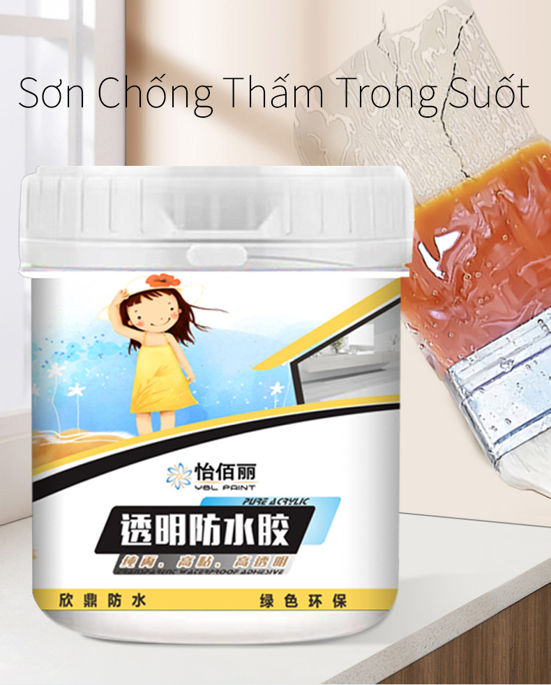  Keo Chống Thấm Trong Suốt YBL  Tặng Chổi Quét . Độ Bền 10 năm. Chống thấm tuyệt đối sân thượng tường sàn nhà vệ sinh 