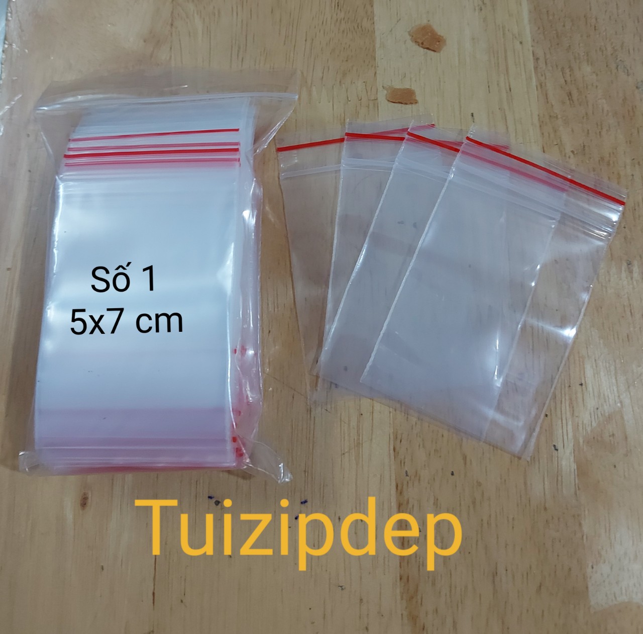 Combo 100 cái túi zip nhỏ viền đỏ kt 5x7cm