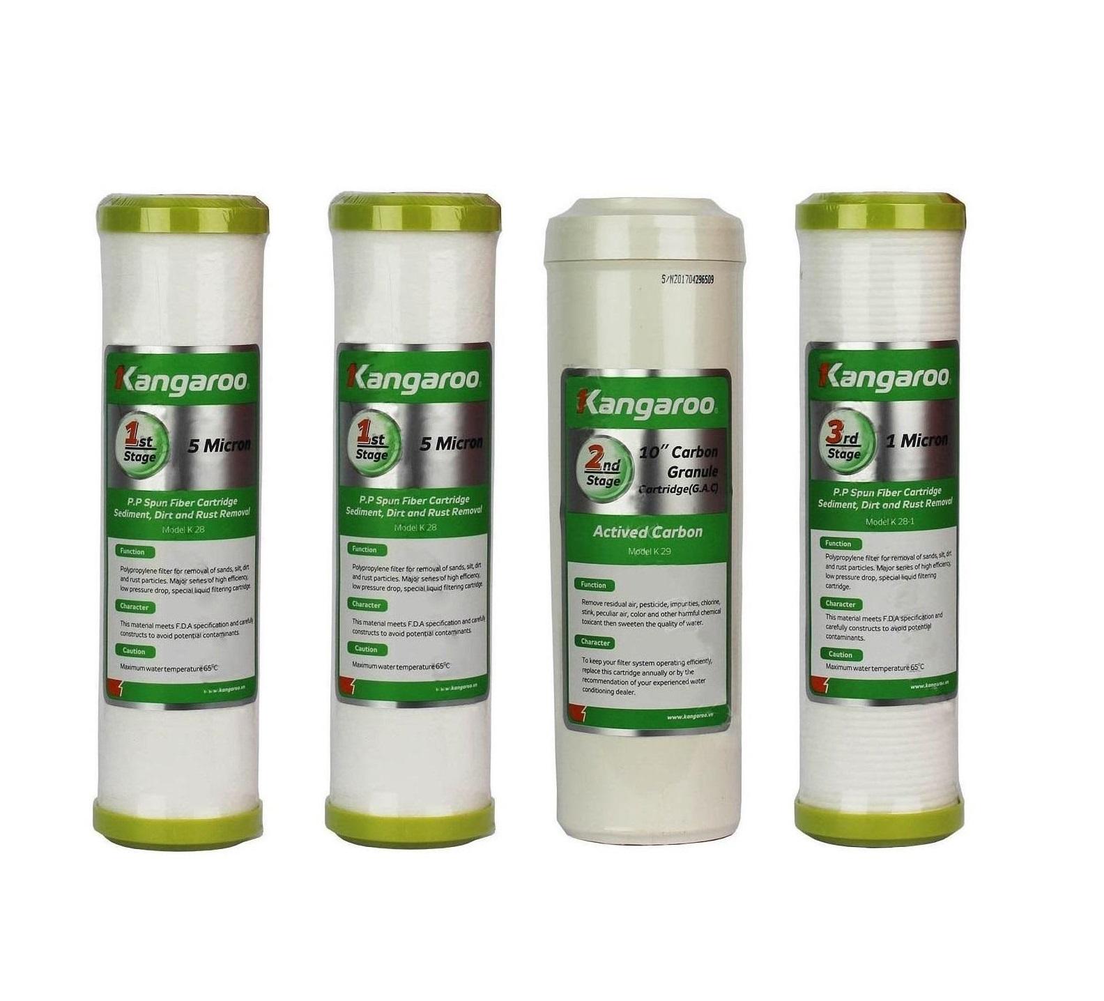 Bộ 04 Lõi Lọc Nước Kangaroo gồm 02 Lõi số 1, 01 lõi số 2 và 01 lõi số 3 - Hãng phân phối - Máy lọc nước Kangaroo