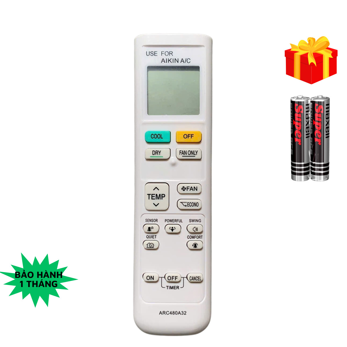 Điều khiển điều hoà DAI. KIN Mã 07 ARC480A2 remote máy lạnh DAI. KIN inverter - tặng kèm pin - Tạp Hoá HBB