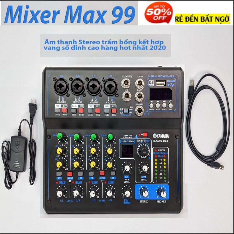 [HCM][MẪU MỚI] Mua Ngay Bàn Mixer Livestream Yama haa Max99 16 Hiệu Ứng Vang Số Có Bluetooth Lấy Nhạc Tiện LợiCó Màn Hình Led Kết Hợp Mọi Loại Loa KéoAmplyTính Năng Livestream Kết Nối Máy Tính Không Cần DâyÂm Thanh Cực HayBh 12 Tháng